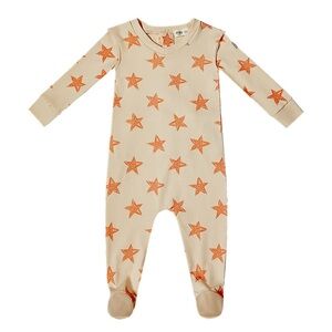 Cozy Starry Orange and White Kids Footie